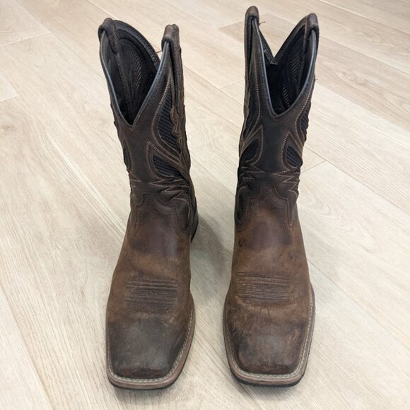 Ariat Hybrid VentTEK Western Boot Men's Sz 9.5 Distressed Tan 10031454 Square - Picture 5 of 16